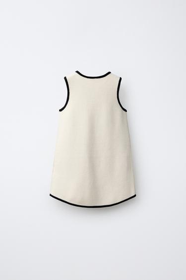 VESTIDO PUNTO CONTRASTE LAZOS - Crudo / Negro de Zara