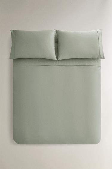 PERCALE DUVET COVER (300 THREAD COUNT) - Sea green by Zara