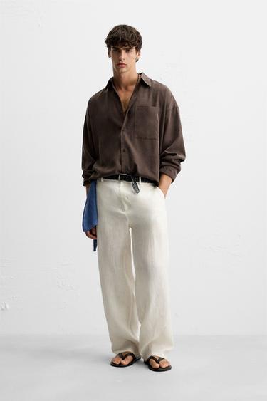 PANTALÓN 100% LINO - Blanco de Zara