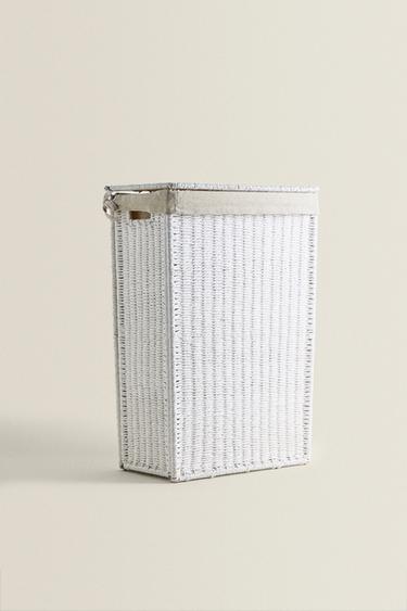 Zara FABRIC-LINED LAUNDRY HAMPER - White