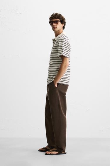 STRIPED PIQUÉ POLO SHIRT - Ecru by Zara - Image 3