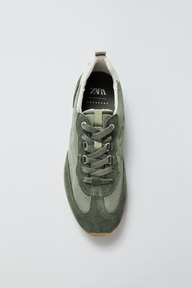 Zara COMBINED RUNNING SNEAKERS - Khaki Green