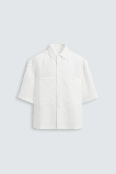 Zara STRIPED JACQUARD SHIRT - White