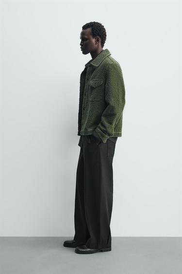 SURCHEMISE TEXTURÉE SURPIQÛRES - Vert foncé de Zara - Image 3