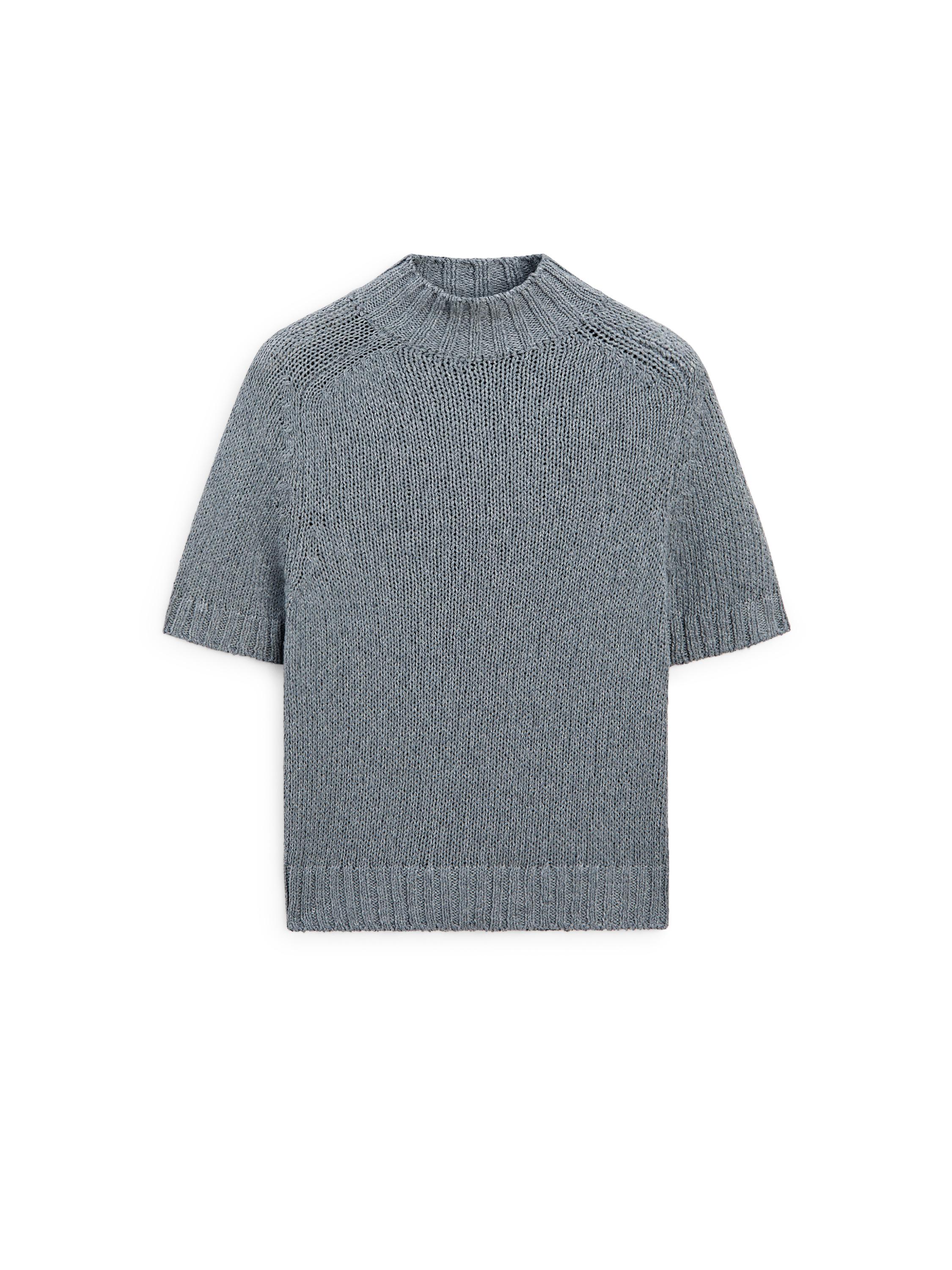 Pull maille coton mélangé col montant