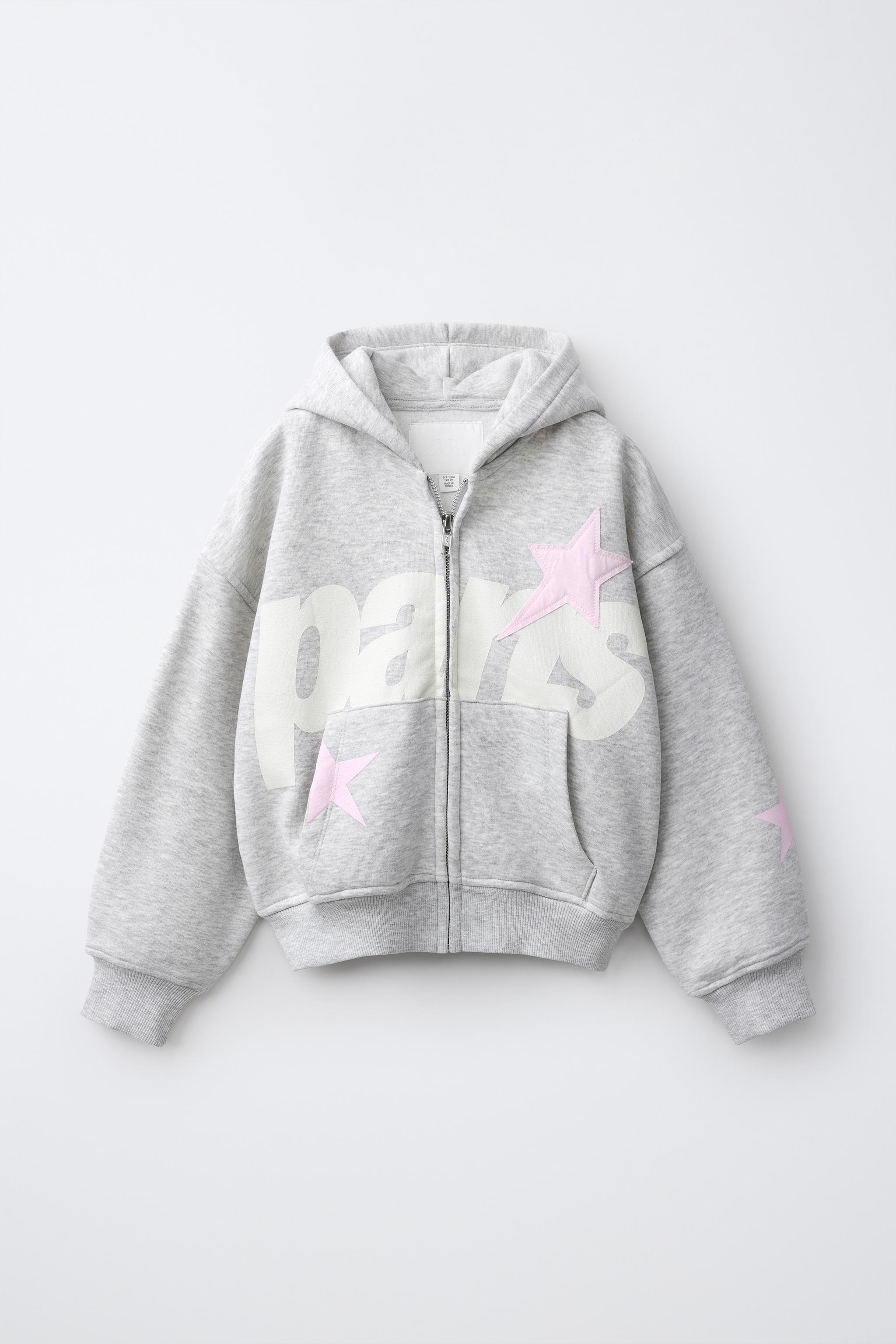 TEXT ZIP-UP HOODIE - Gray marl | ZARA United States