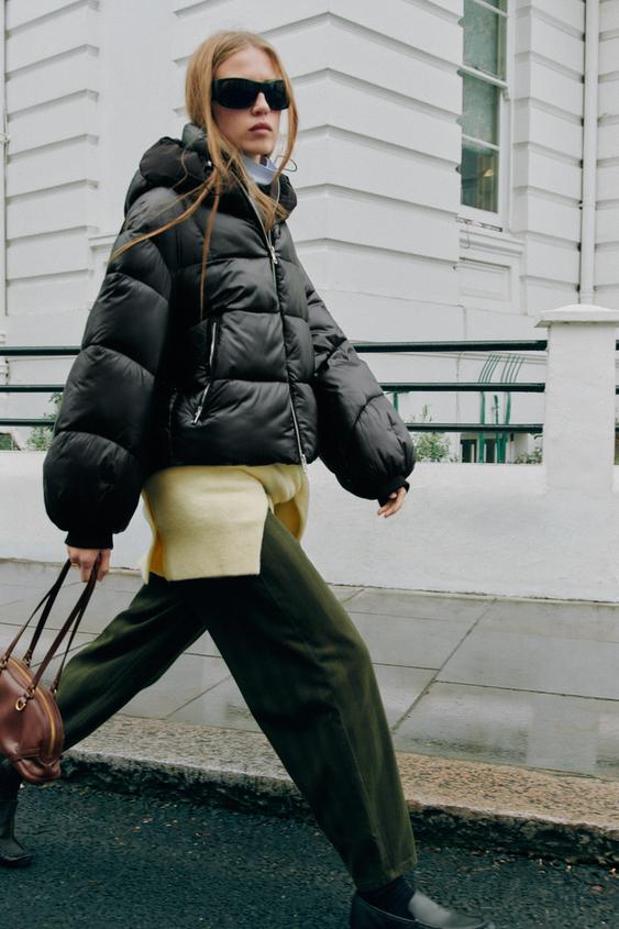 ANORAK MATELASSÉ À CAPUCHE DÉPERLANT - Noir | ZARA France