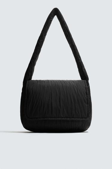 QUILTED NYLON SHOULDER BAG - Black by Zara