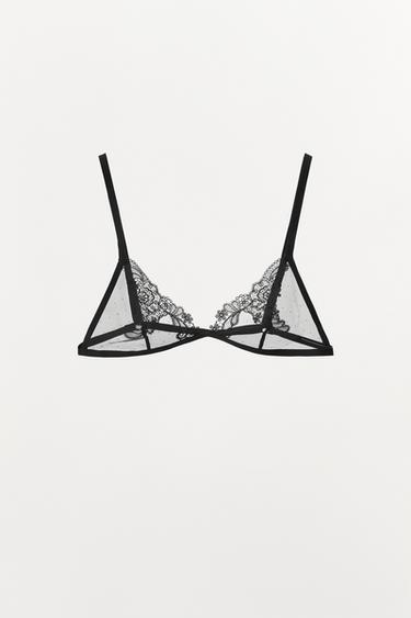 ΤΡΙΓΩΝΙΚΟ BRALETTE ΜΕ ΔΑΝΤΕΛΑ - Μαύρο του Zara