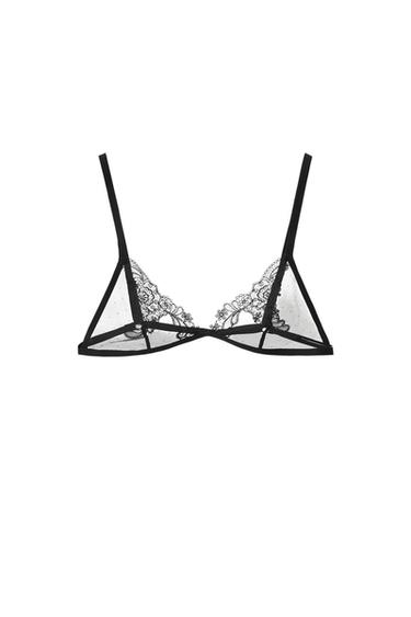 BRALETTE TRIANGULAR ENCAJE - Negro de Zara - Imagen 0