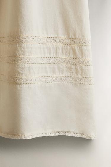 CHEMISE DE NUIT COTON DENTELLE AJOURÉE - Écru de Zara - Image 3