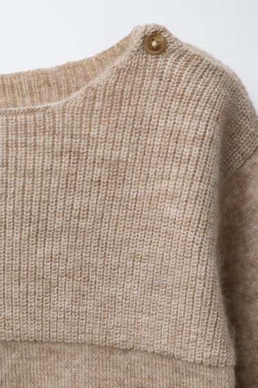 PULL AVEC LAINE ET CACHEMIRE - Marron clair chiné de Zara - Image 2