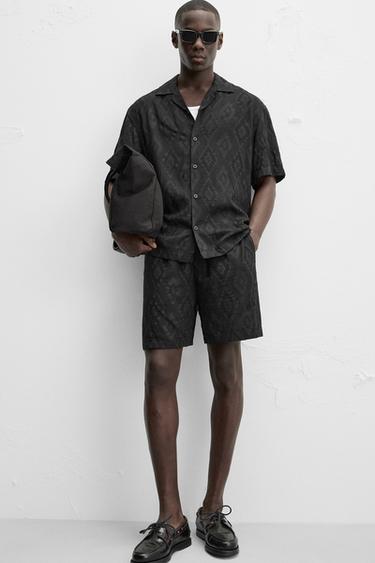 GEOMETRIC PRINT JACQUARD BERMUDA SHORTS - Black by Zara - Image 4