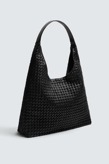 Zara WOVEN SHOPPER BAG - Black