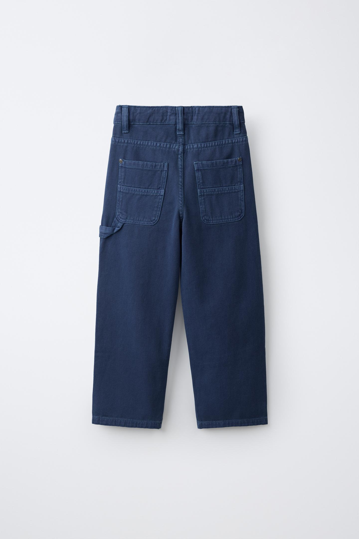 Детские брюки Zara Washed-Effect Carpenter, цвет: Синий — фото 3