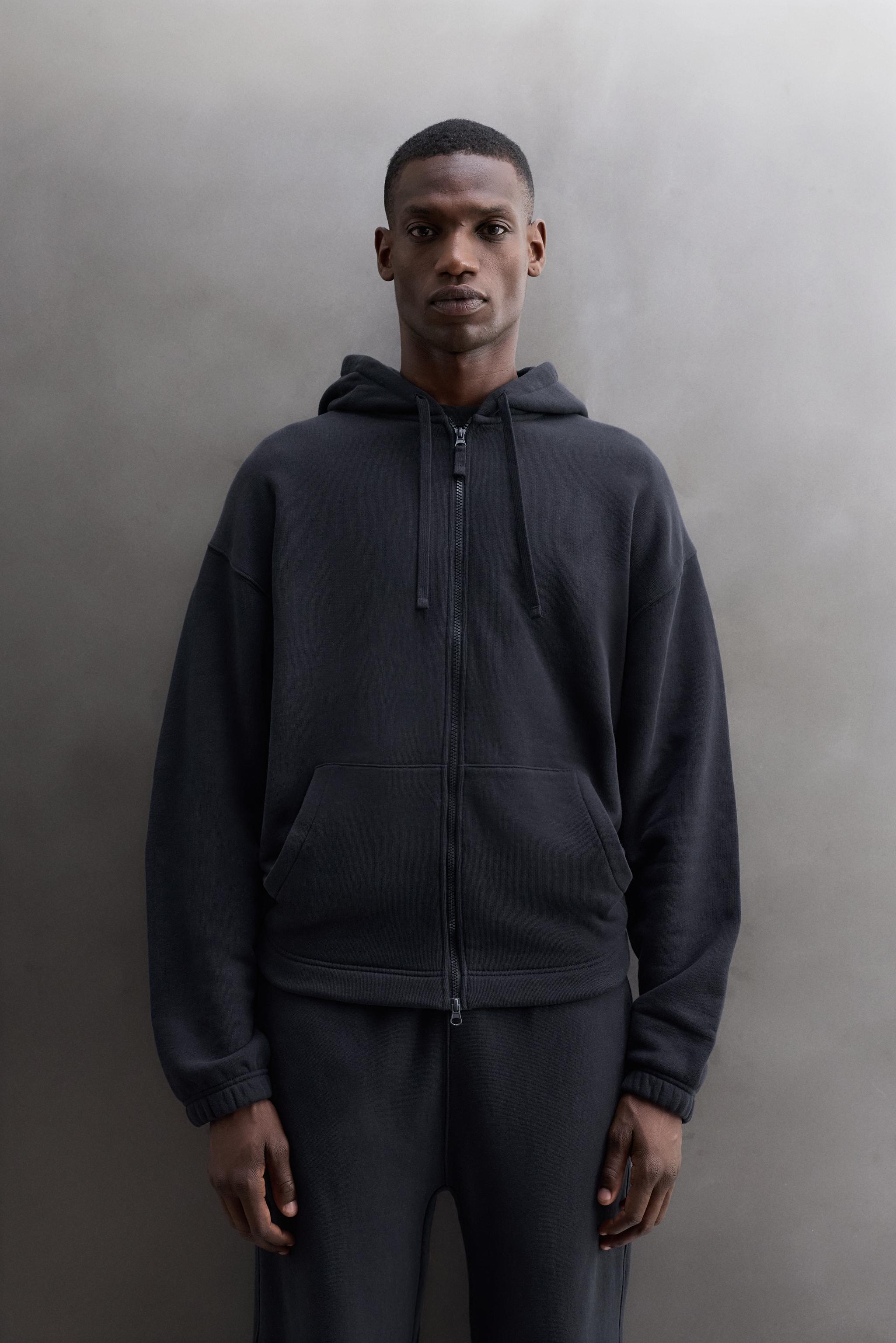 Zara PAMUKLU FERMUARLI KAPÜŞONLU SWEATSHIRT görsel 2