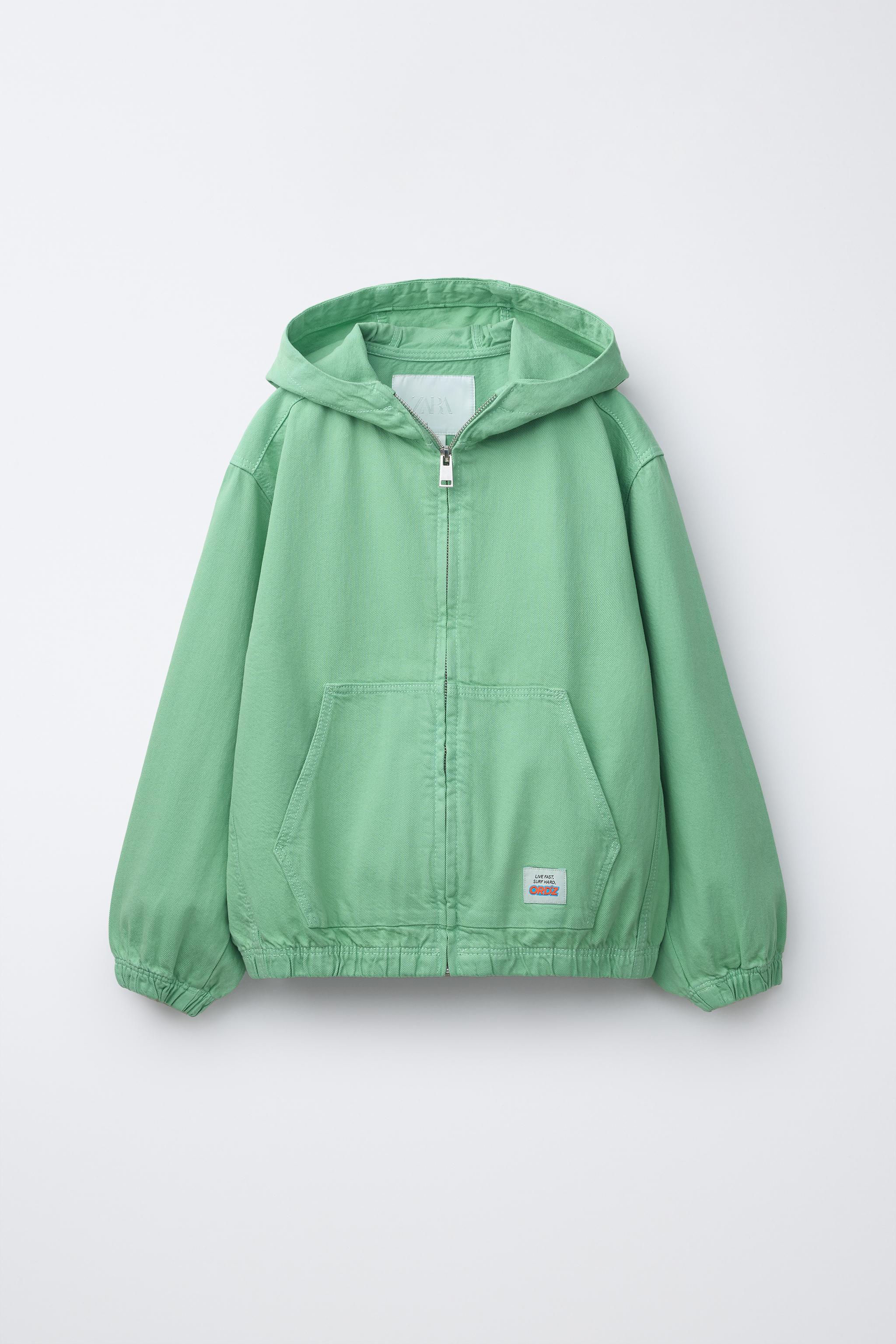 HOODED LABEL JACKET - Green | ZARA Canada HOODED LABEL JACKET - Green | ZARA Canada