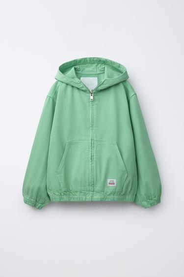 HOODED JACKET WITH LABEL - Green by Zara