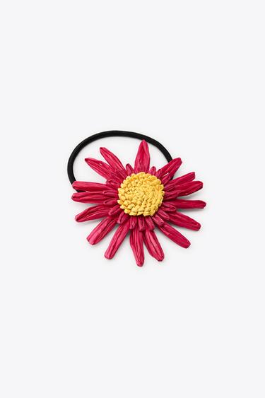 RAFFIA FLOWER SCRUNCHIE - Fuchsia by Zara - Image 2