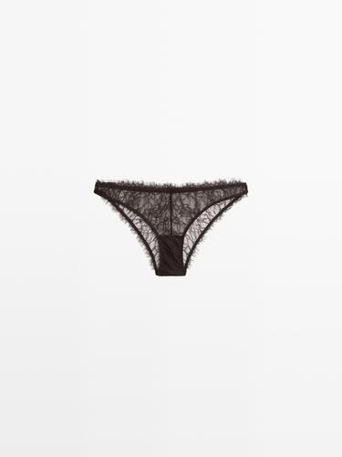 Zara Floral lace briefs - Brown