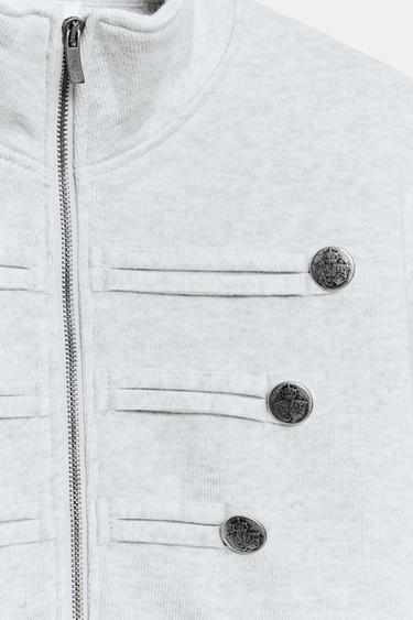 SWEAT ZIPPÉ À BOUTONS - Gris chiné de Zara - Image 5