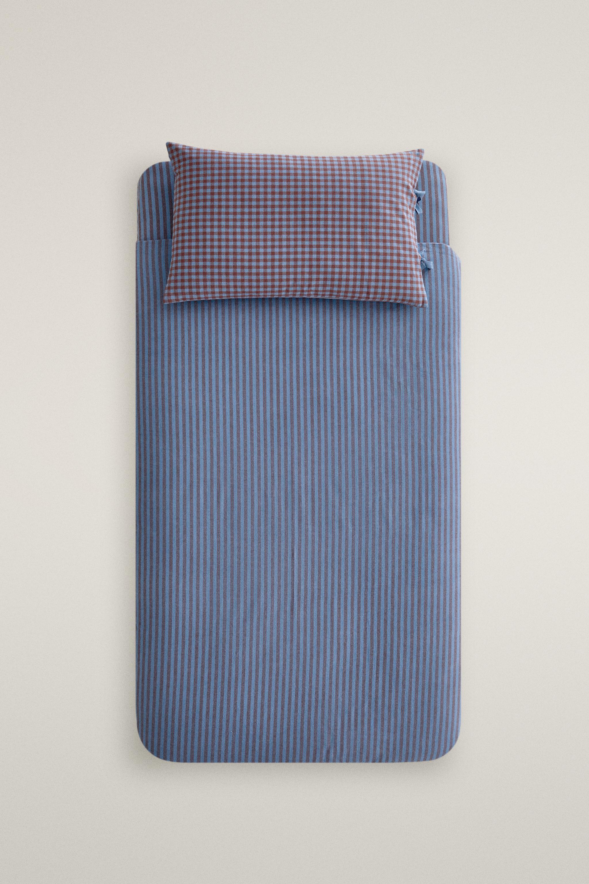 REVERSIBLE FLANNEL COTTON KIDS DUVET COVER — Bluish