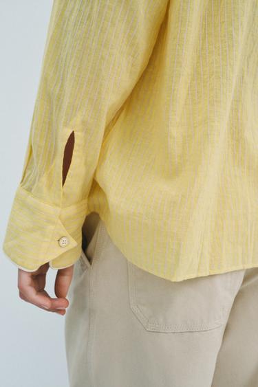 ZW COLLECTION STRIPED CRINKLED SHIRT - Yellow by Zara - Image 4