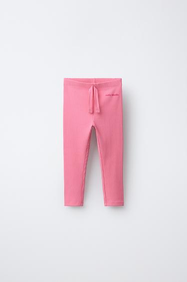 RIBBED DRAWSTRING LEGGINGS - Chalk pink by Zara