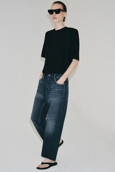 Zara ZW COLLECTION LOW-RISE LOOSE JEANS - Blue