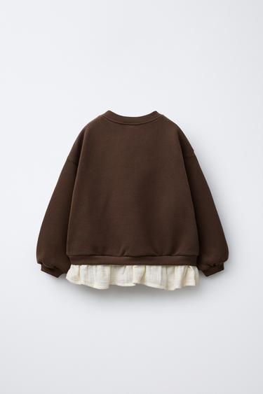 SWEAT BIMATIÈRE À FLEURS - Chocolat de Zara - Image 1