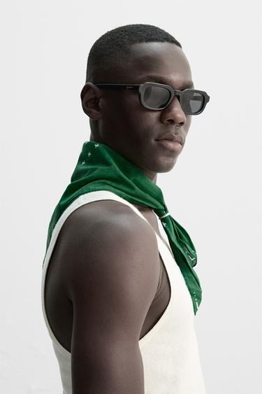 Zara GEOMETRIC PRINT BANDANA - Green - Image 0