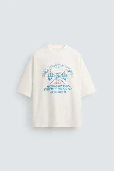 SUDADERA LAVADA ESTAMPADOS - Crema de Zara