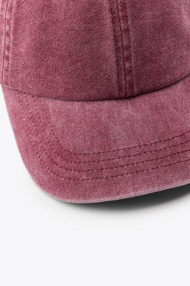 FADED TWILL CAP - Dark pink by Zara - Image 1