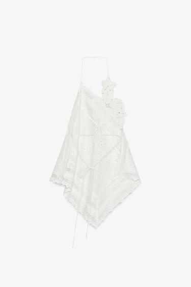 ZW COLLECTION ASYMMETRIC FLORAL TOP - White by Zara - Image 3