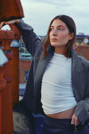 BLAZER OVERSIZE RAYURES BANQUIER - Gris / Bleu de Zara