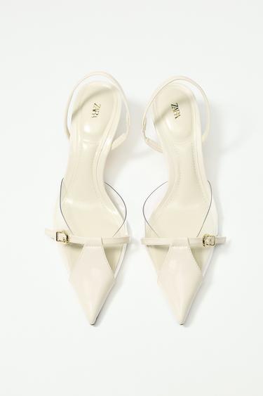 Zara VINYL BUCKLE SLINGBACKS - White
