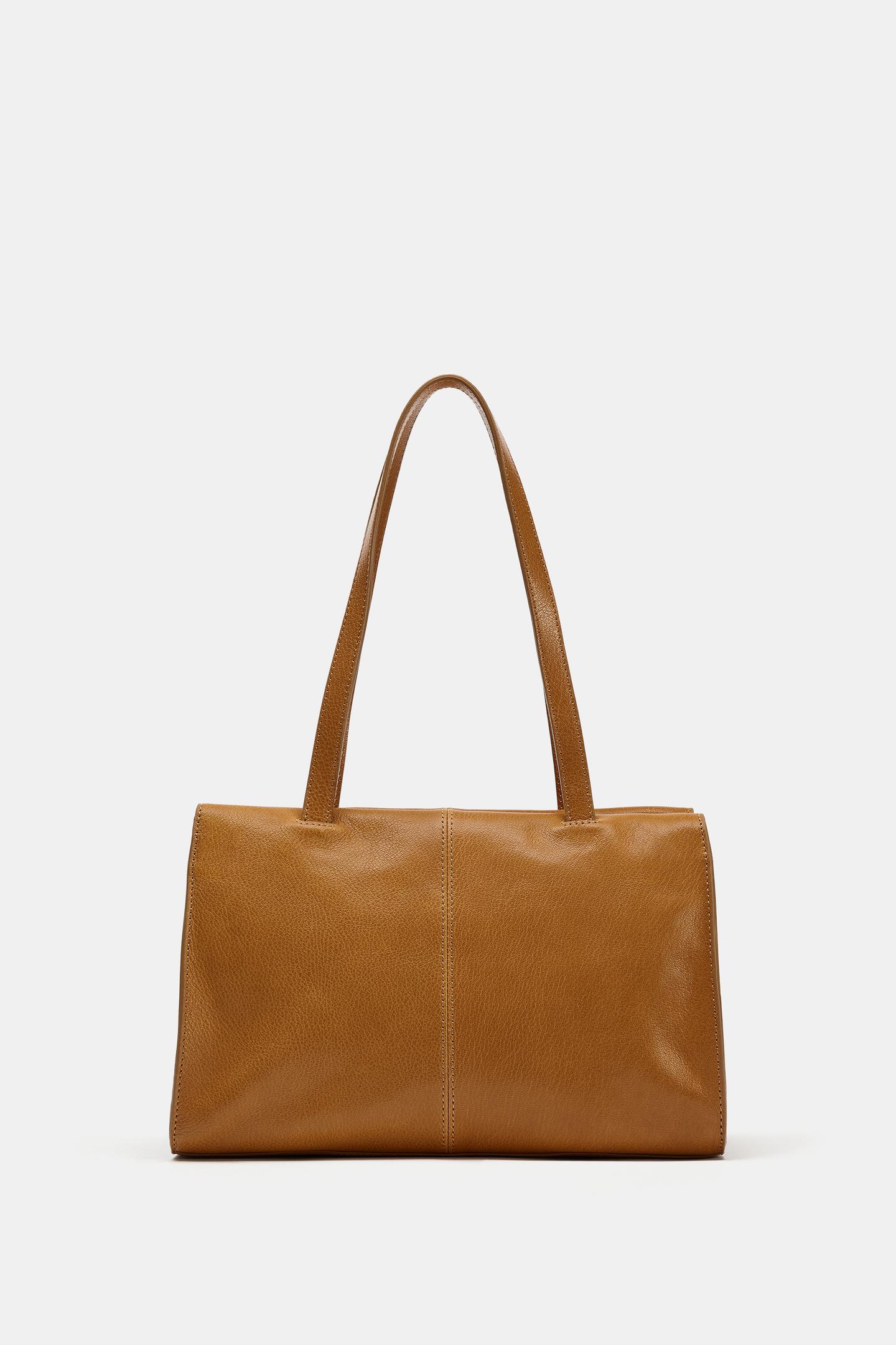 Женская сумка Zara Leather Shoulder, цвет: Горчичный — фото 5