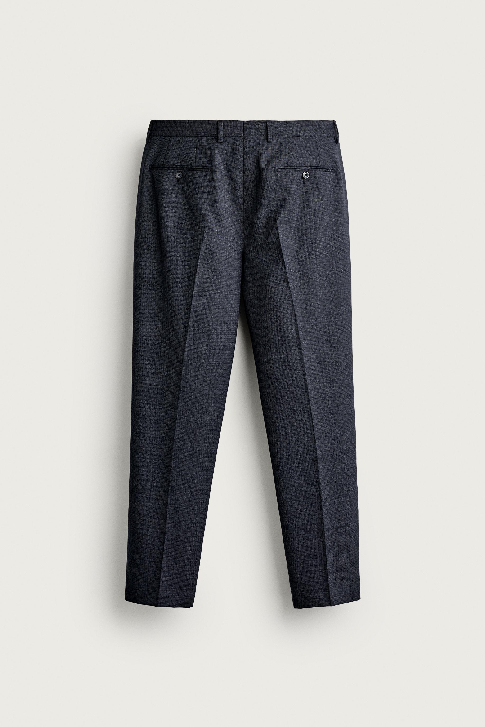 CHECKED REGULAR FIT SUIT TROUSERS