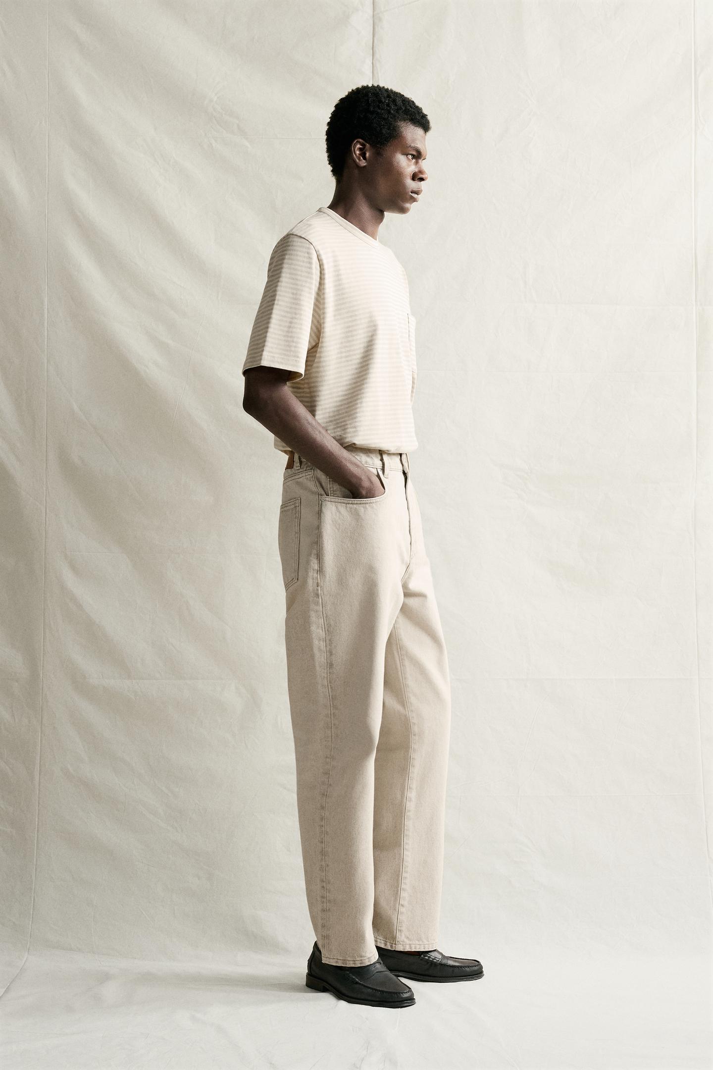 Мужские джинсы Zara Straight Ankle-Fit, цвет: Светлый серый — фото 4