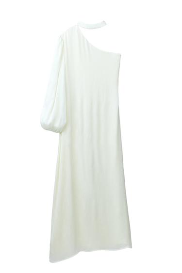 ASYMMETRIC SATIN DRESS - Light yellow by Zara