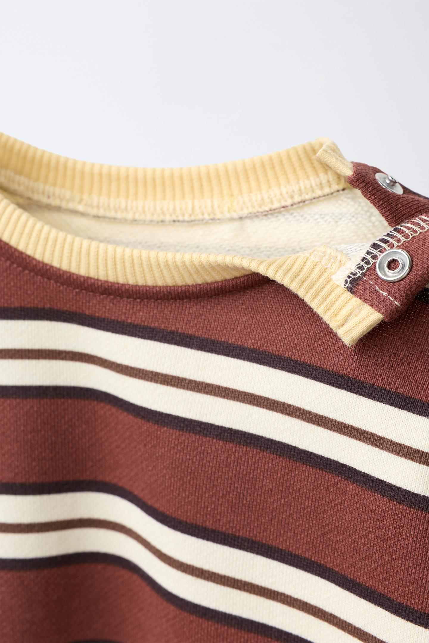 Детская толстовка Zara Stripe Print, цвет: Коричневый — фото 3