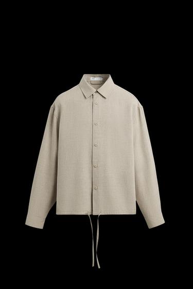 SOBRECAMISA ESTRUCTURA CON LINO - Beige claro de Zara - Imagen 0