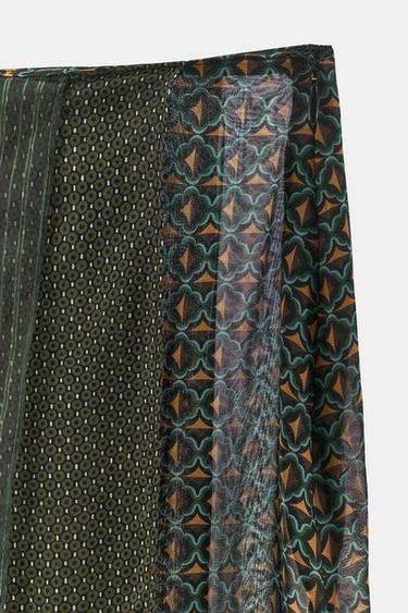100% VISCOSE PRINTED PAREO SKIRT - Green by Zara - Image 8