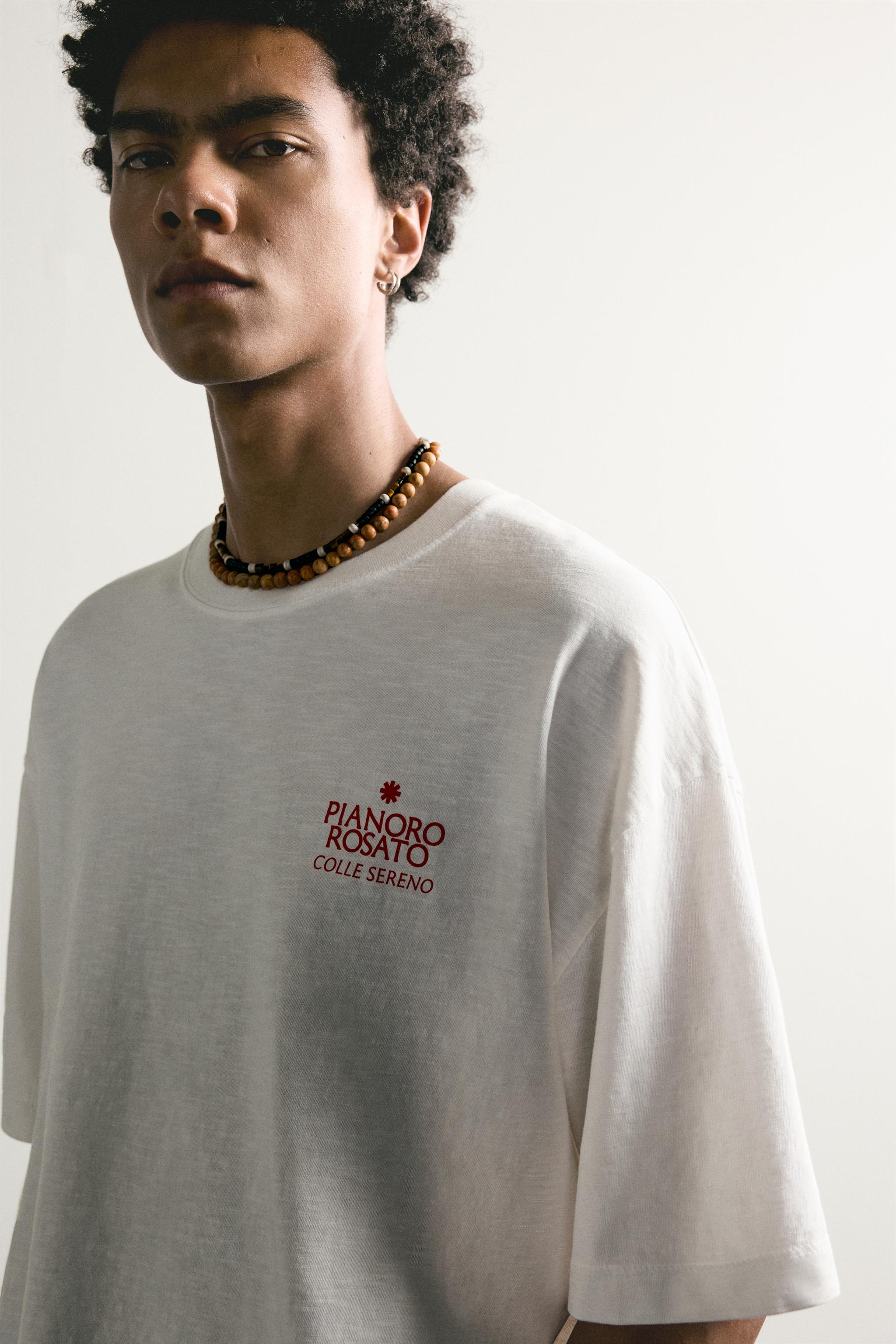 コントラストプリント リラックスフィットTシャツ - オフホワイト
