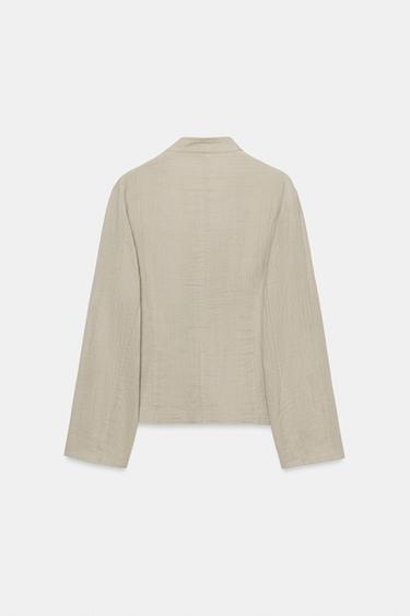 RUSTIC BUTTONED BLAZER - Grey green by Zara - Image 4