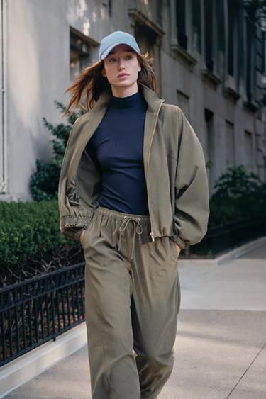 WIDE-LEG ELASTIC WAIST PANTS — Khaki 2