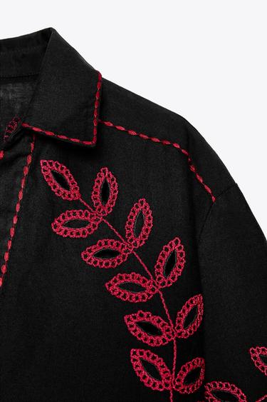 ZW COLLECTION EMBROIDERED SHIRT - Black by Zara - Image 8