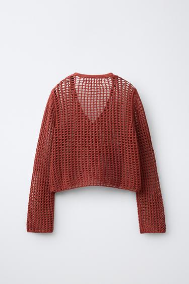 VESTE RÉSILLE - Rouge orangé de Zara - Image 1