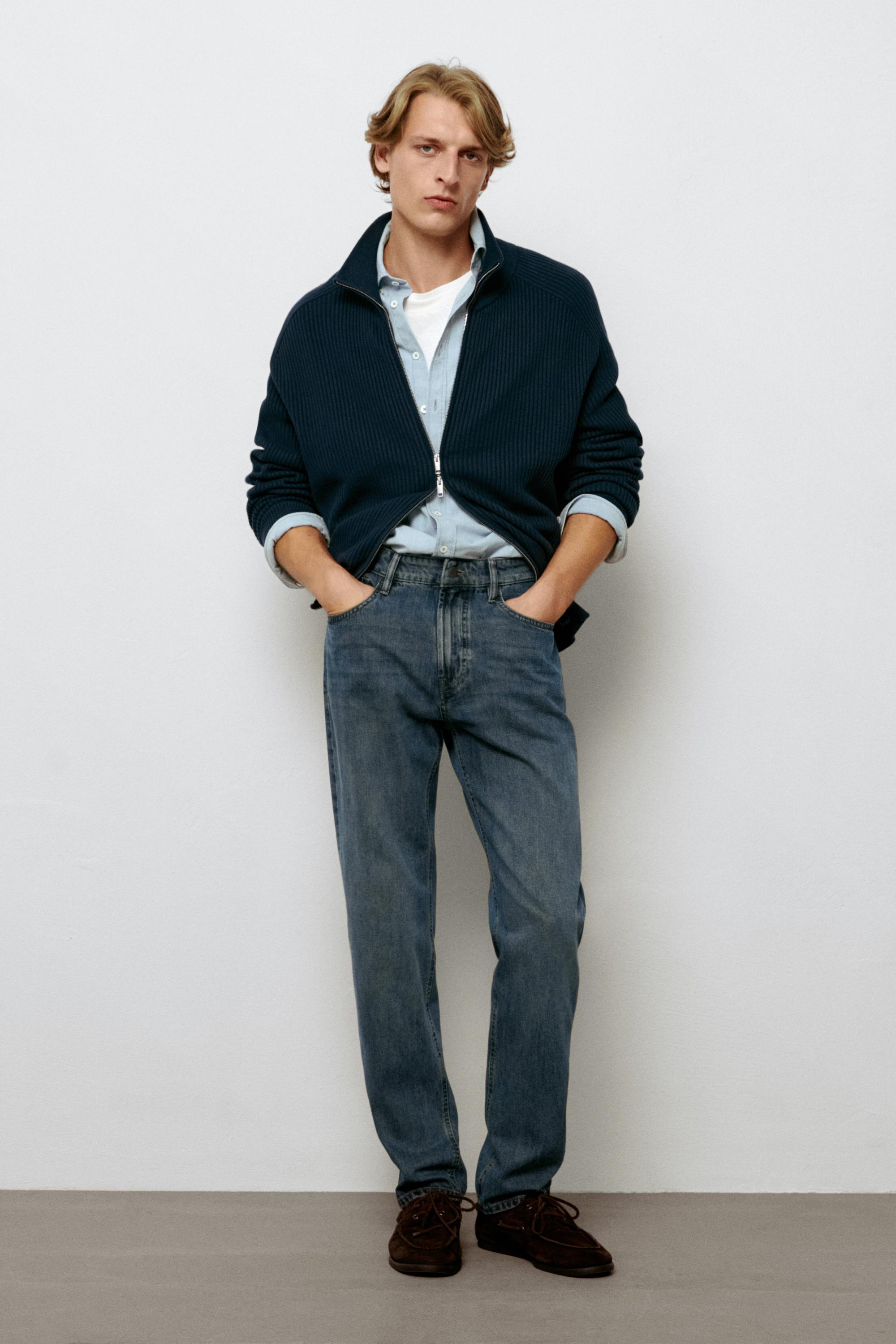 Stonewashed tapered-fit jeans — Blue
