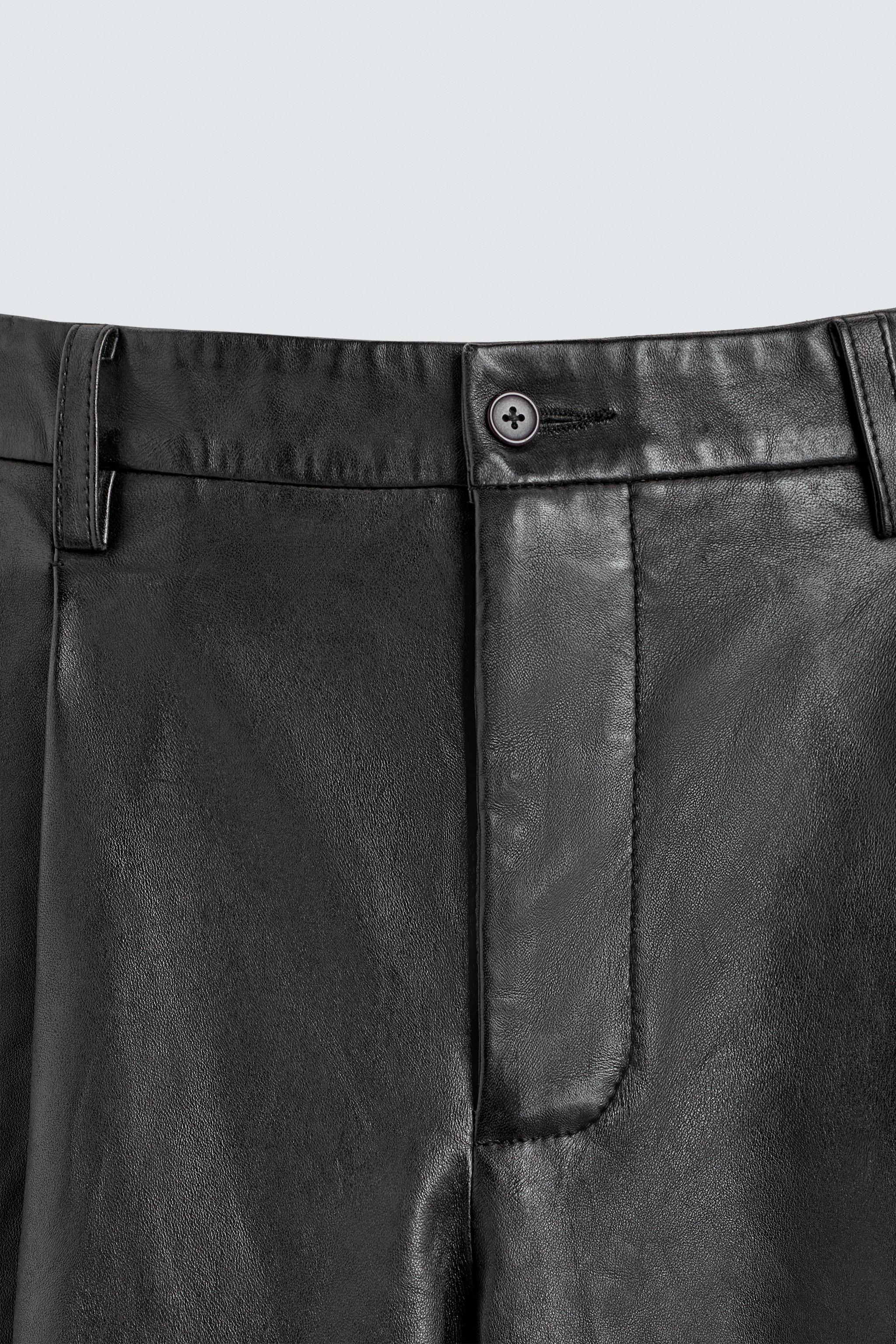 LEATHER STRAIGHT FIT PANTS